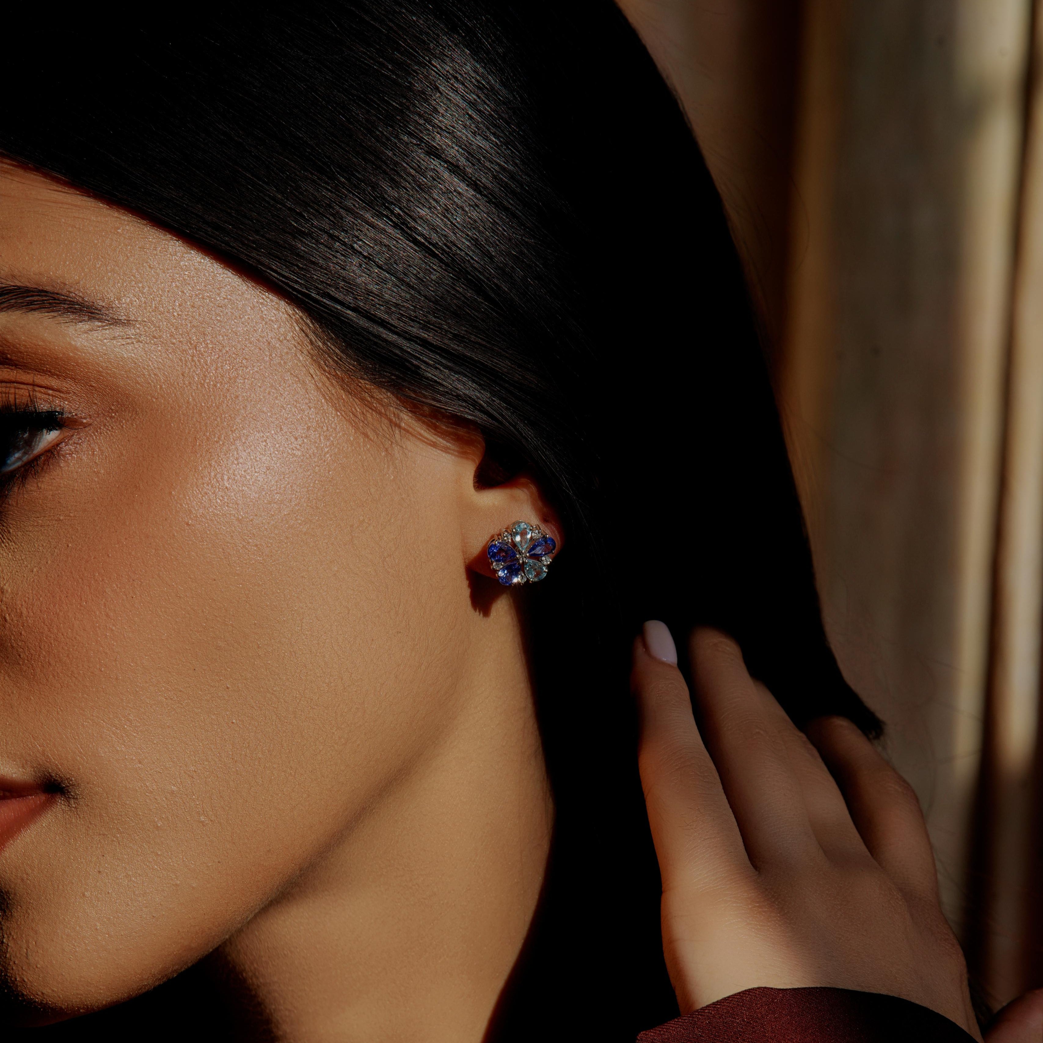 Celestial Bloom: Tri-Stone Earrings