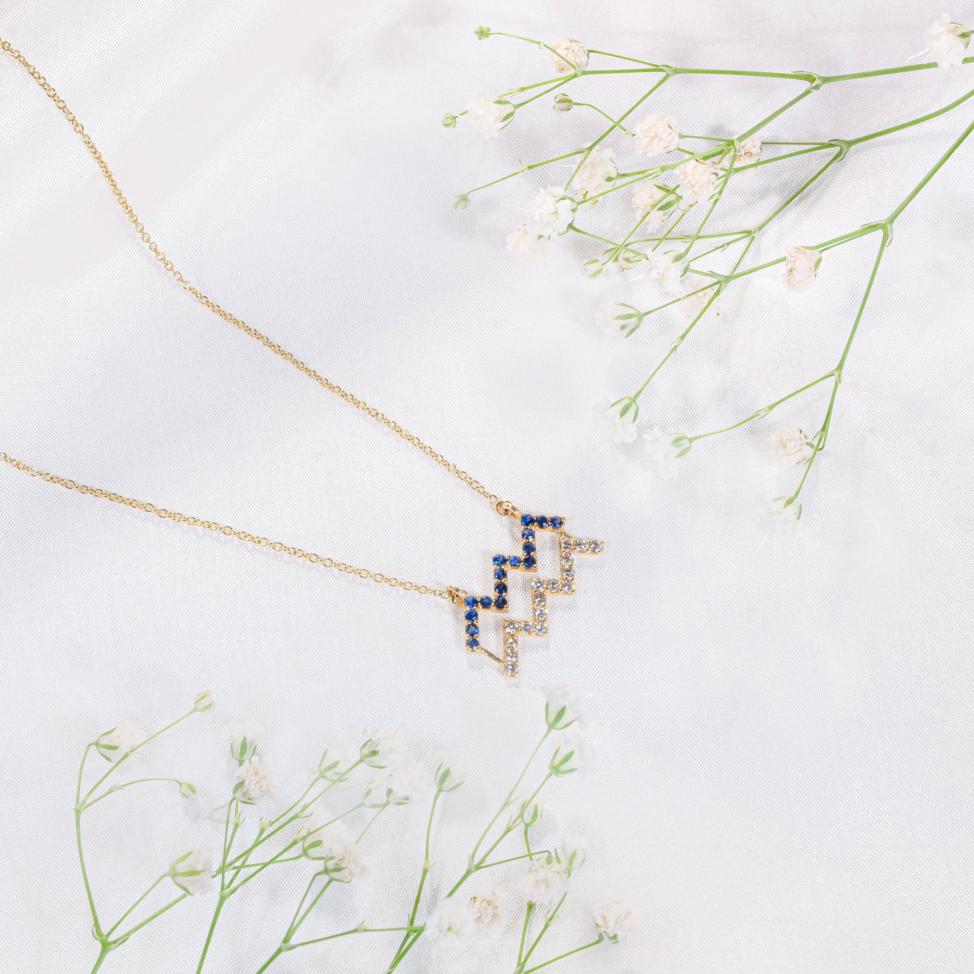 Aquarius Necklace: Blue Sapphire & Diamond