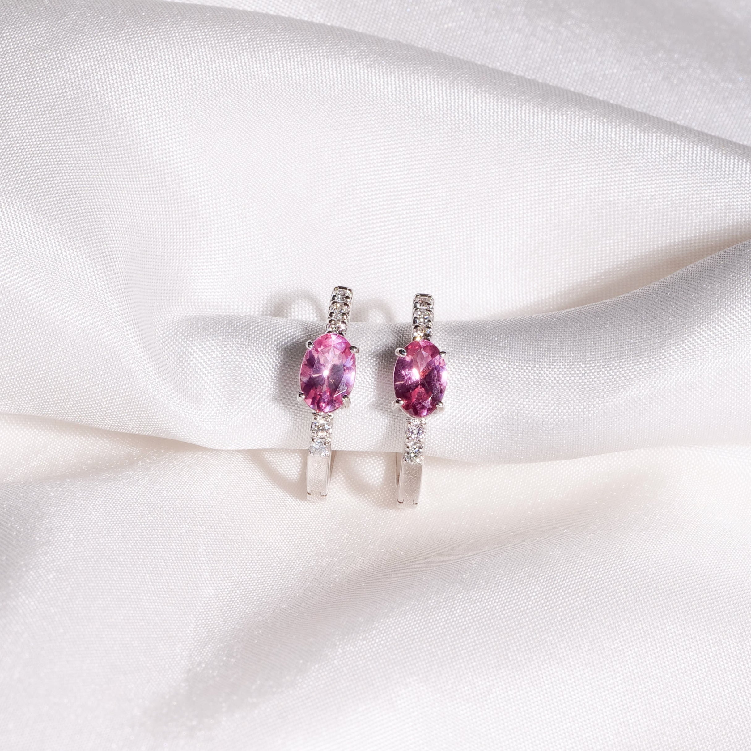 North Star Diamond Hoops: Pink Spinel