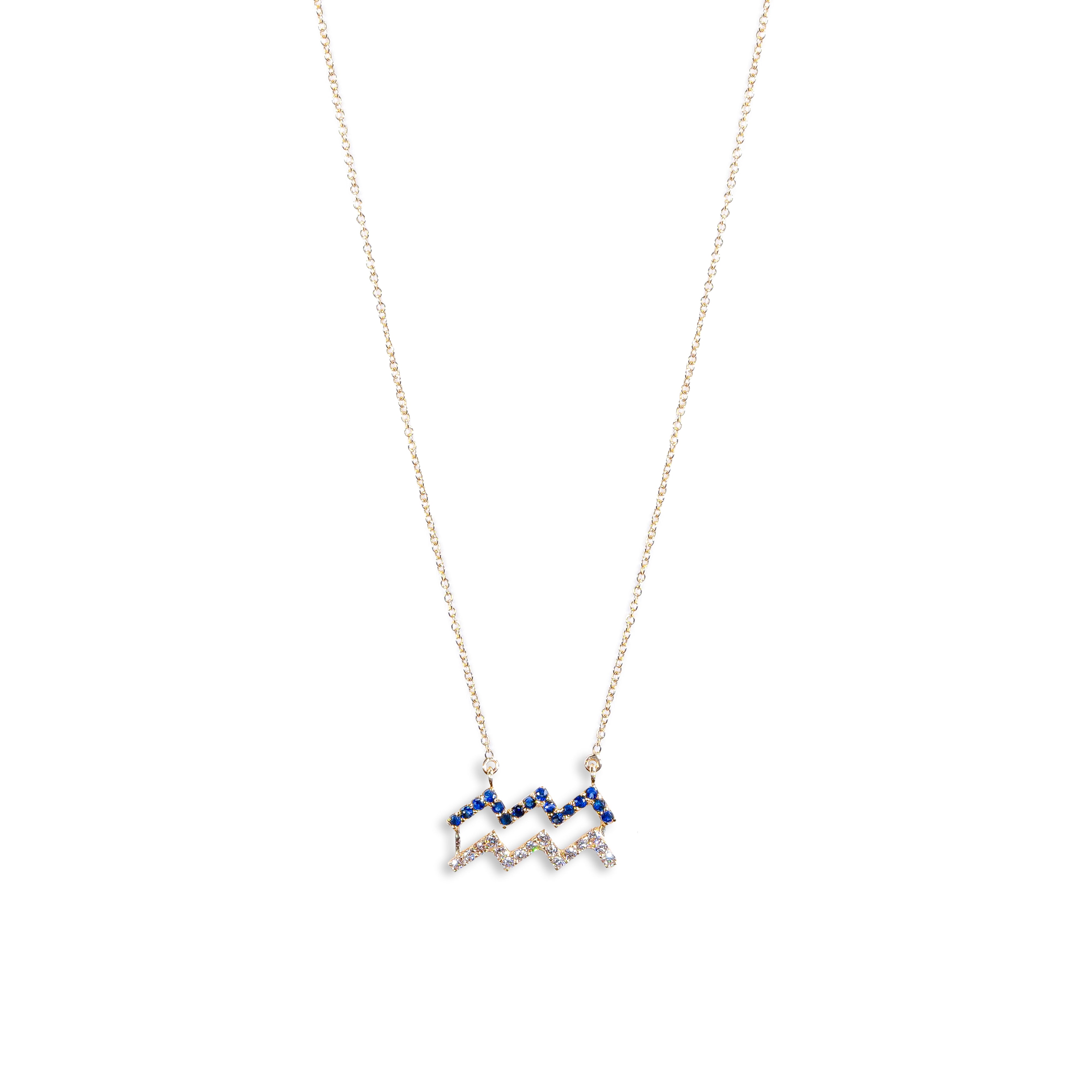 Aquarius Necklace: Blue Sapphire & Diamond