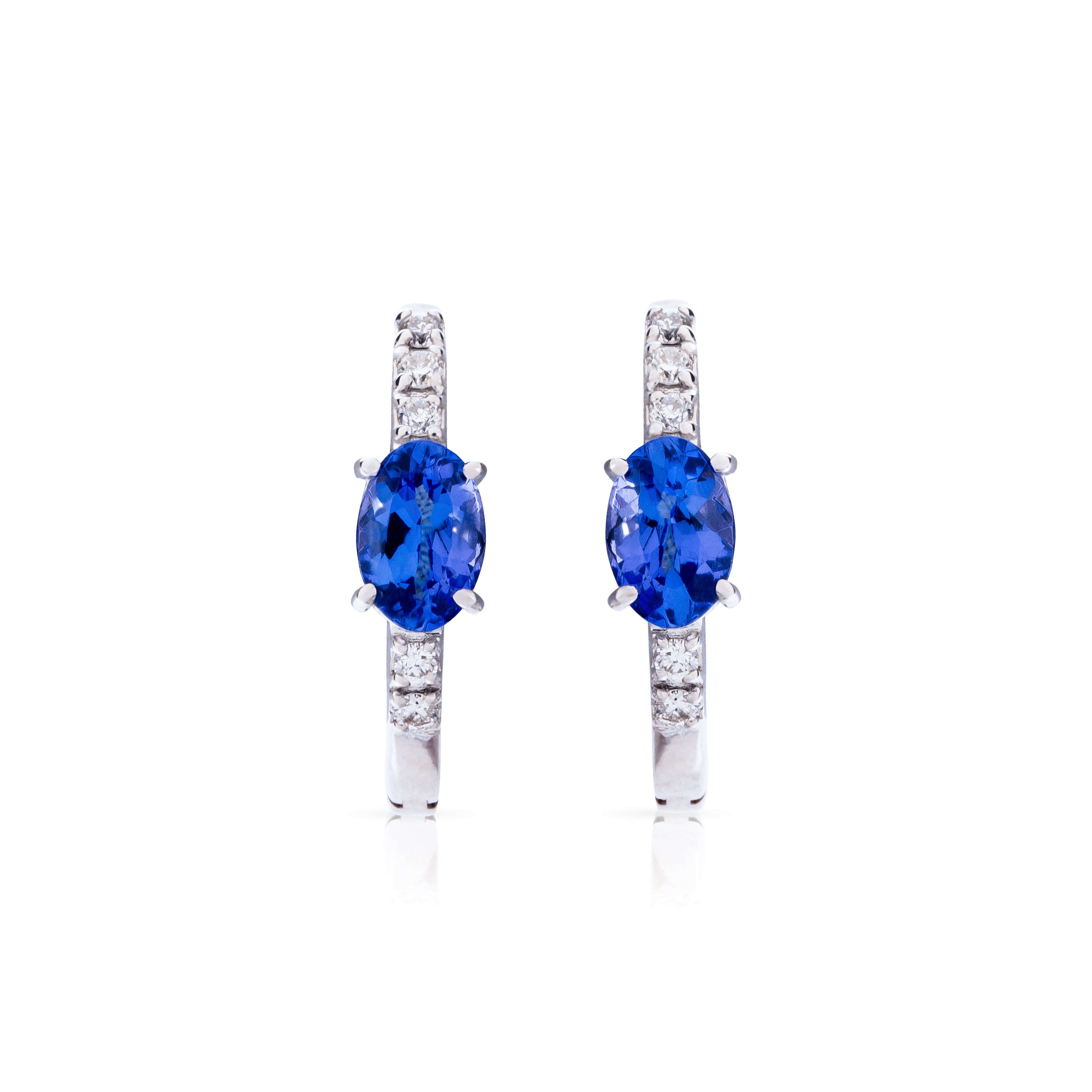Tanzanite and Diamond Hoops