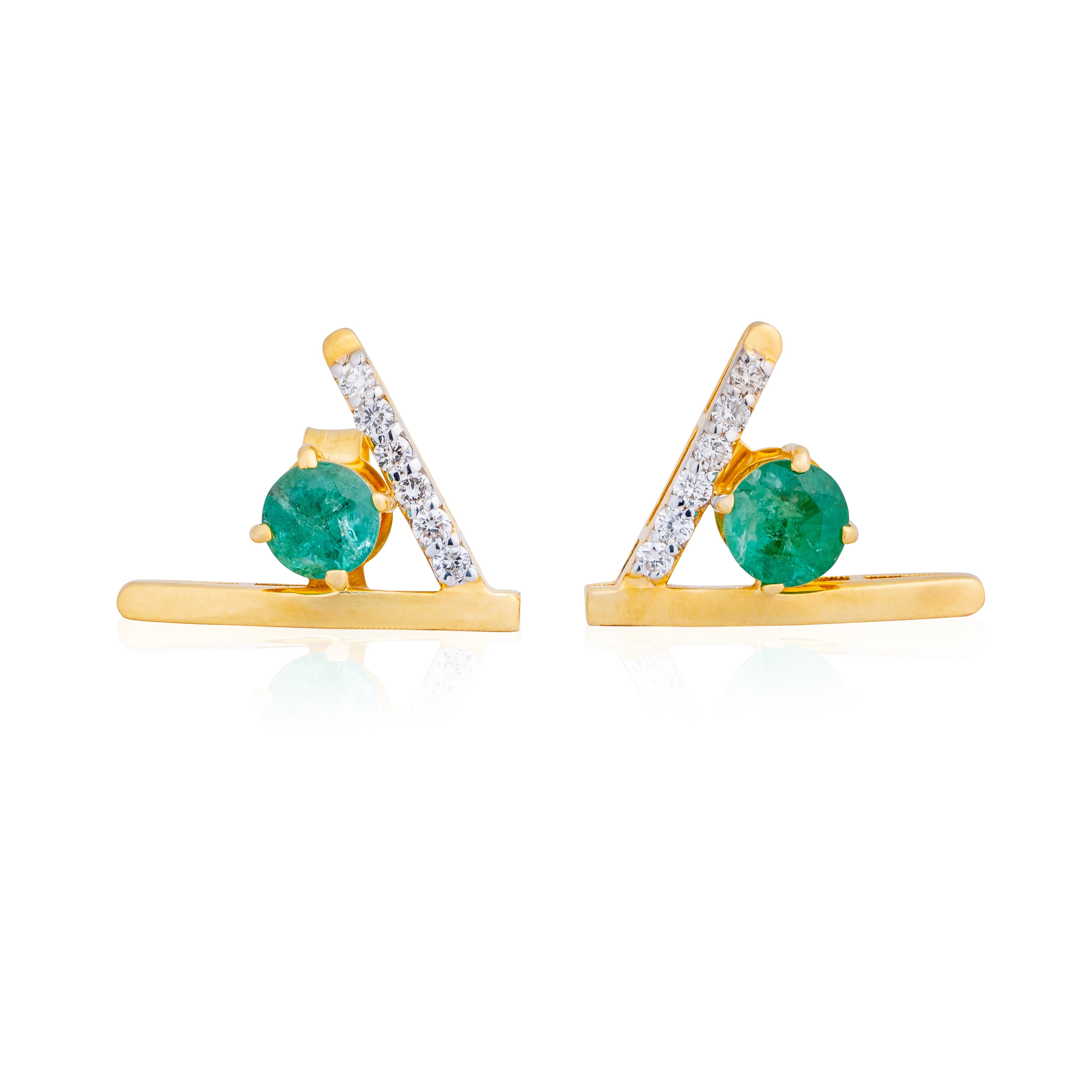 Emerald V-Stud Earrings