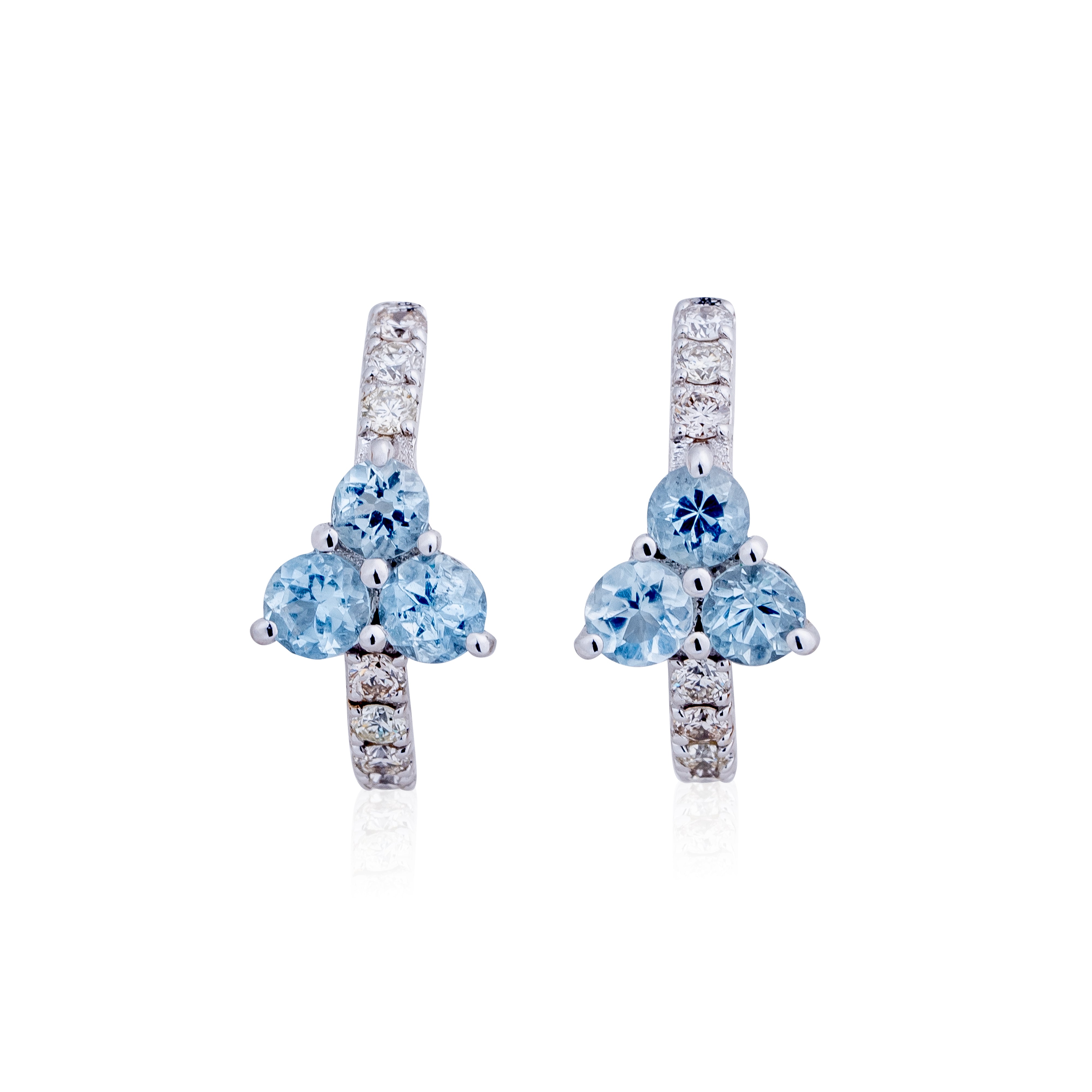 Aquamarine and Diamond Mini Hoops
