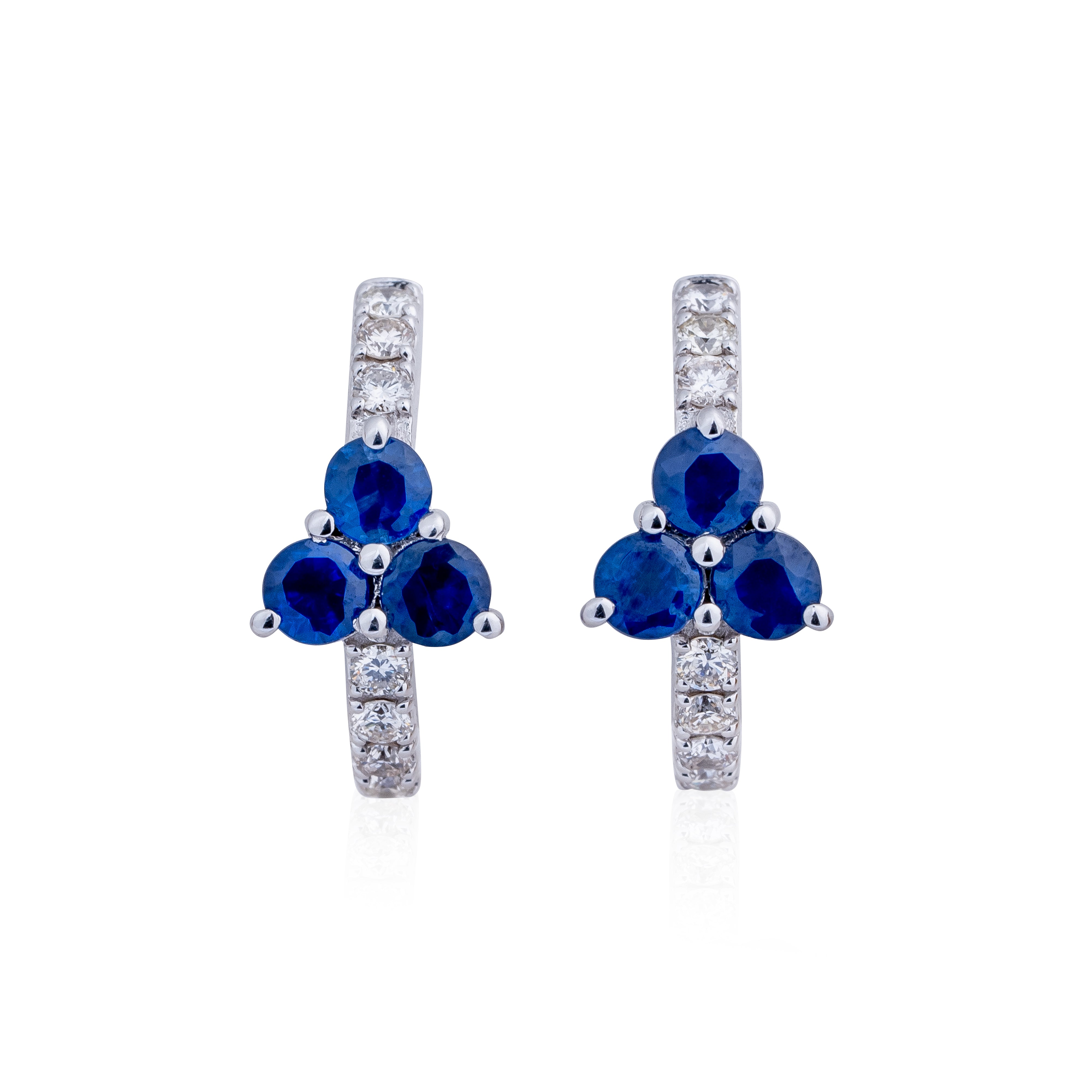 Blue Sapphire and Diamond Mini Hoops